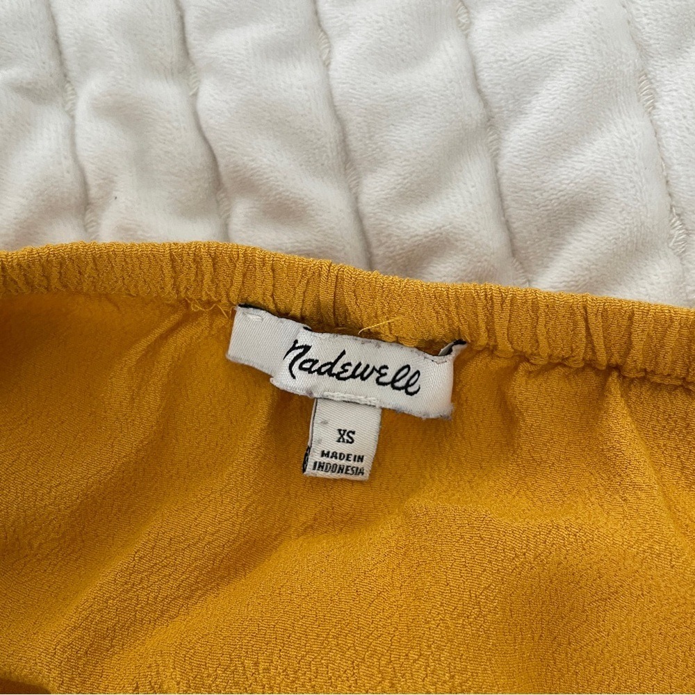 Madewell Women's Mustard Yellow Button Front Tie Top Summer y2k Beach Pool XS - Picture 2 of 7